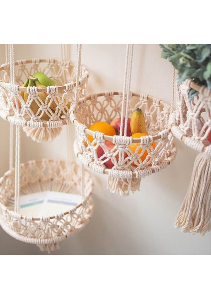 Püskül Asılı Sepet Bohemian Ev Dekoru Saksı Rafı Asılı Meyve Sepeti Mutfak Kapalı Açık Dekorasyon A (Yurt Dışından) fırsatları