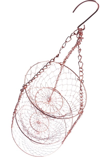 3 Katmanlı Meyve Sepeti, Sebze Mutfak Depolama Sepeti Zinciri Asma Alan Tasarruf Meyveleri, Bitkiler Depolama Sepeti (Bakır) (Yurt Dışından)