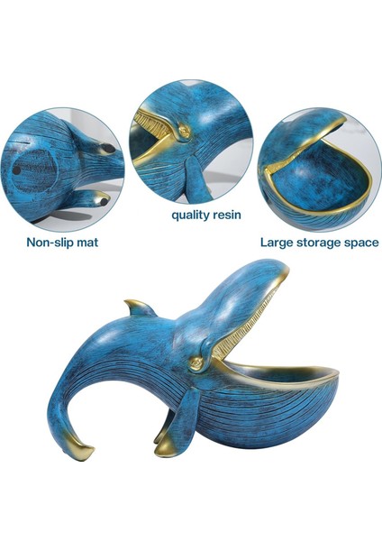 Balina Heykeli, Reçine Balina Heykelcik Eğlenceli Şeker Deniz Anahtar Kasesi Giriş Masası, Büyük Ağız Heykel Masa Bronz (Yurt Dışından)