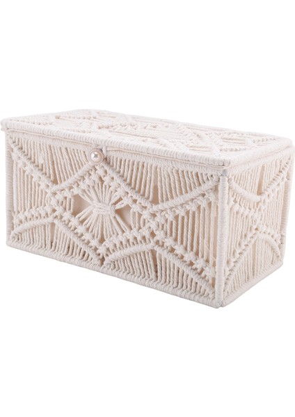 Doku Kutusu Kapağı Boho Dekor Dikdörtgen Kağıt Doku Tutucu ile Boncuk Tokası Makrame Peçete Dokuları Organizatör Ev Dekor (Yurt Dışından)