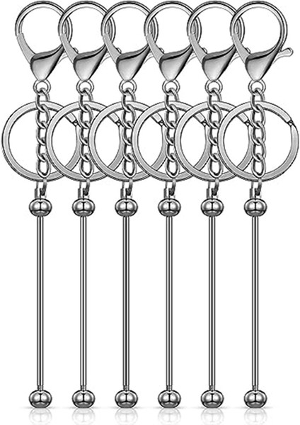 6 Adet Beadable Keychain Çubukları Boşluklar Boncuk Anahtarlık Metal Boncuklu Anahtarlık Dıy Kolye El Sanatları Mücevher Yapımı, Gun Gri (Yurt Dışından)