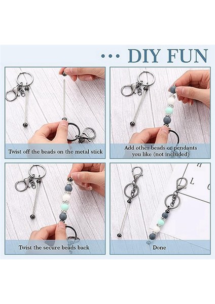 6 Adet Beadable Keychain Çubukları Boşluklar Boncuk Anahtarlık Metal Boncuklu Anahtarlık Dıy Kolye El Sanatları Mücevher Yapımı, Gun Gri (Yurt Dışından) fırsatları