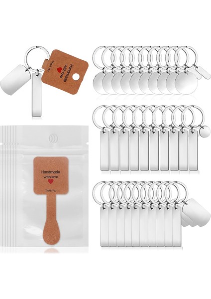 30 Pcs Gravravable Metal Anahtarlık Boşlukları Metal Damgalama Boşlukları 30 Pcs Etiket ve 30 Pcs Ambalaj Torbaları Metal Damgalama Etiketleri (Yurt Dışından)