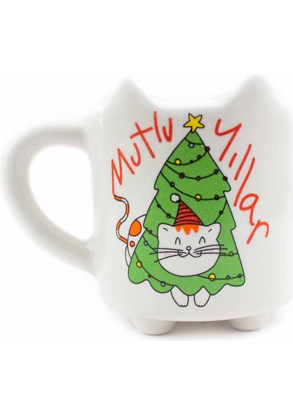 Miyav 16 El Yapımı 3D Krem Parlak Kupa - El Yapımı Seramik Kupa