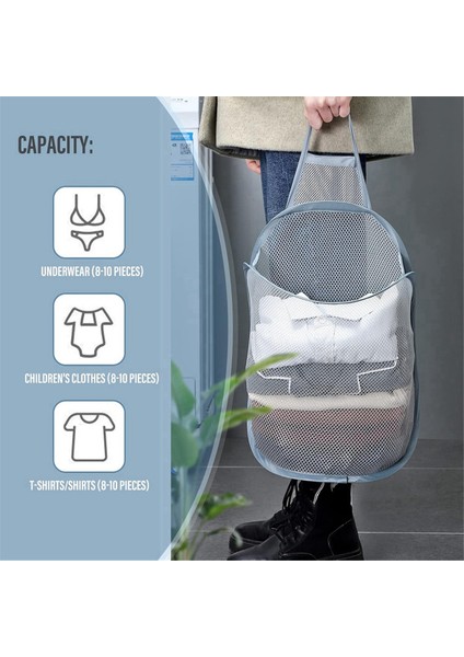3 Adet Asılı Çamaşır Sepeti Katlanabilir Örgü Çamaşır Sepeti Kirli Keten Sepet Saplı Kapak Çamaşır Sepeti (Yurt Dışından) fırsatları
