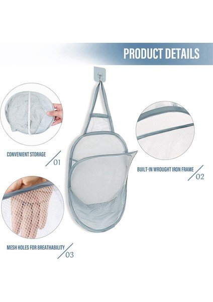 3 Adet Asılı Çamaşır Sepeti Katlanabilir Örgü Çamaşır Sepeti Kirli Keten Sepet Saplı Kapak Çamaşır Sepeti (Yurt Dışından) indirimleri