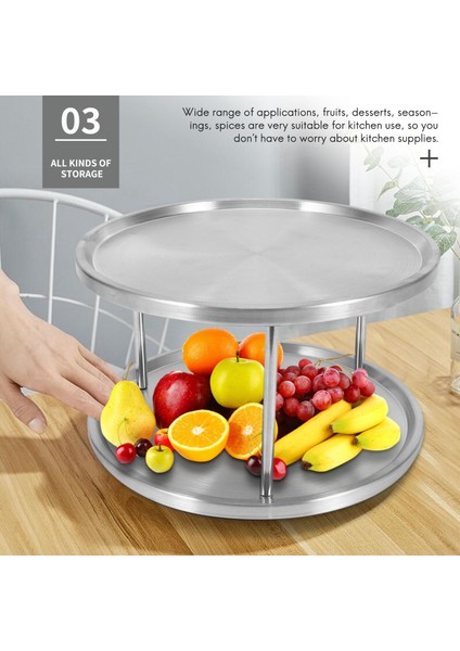 Baharat Raf Paslanmaz Çelik Organizatör Tepsi 360 Derece Döner Dönme 2 Yemek Masası Mutfak Sayaçları Dolapları Için Stand (Yurt Dışından) fırsatları