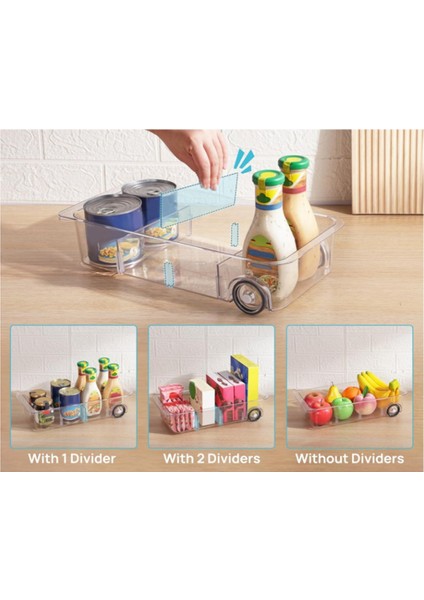 Buzdolabı Düzenleyici Kutuları Tekerlekler, Temizleme Çekmecesi Buzdolabını Bölücülerle Düzenleyen, Kalın Plastik Depolama Kutuları (Yurt Dışından) fırsatları