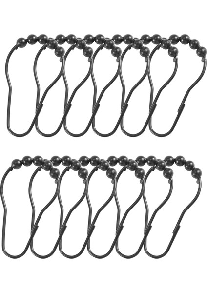 Duş Perdesi Kancaları Halkalar Metal Duş Perdesi Kancalar Banyo Için Duş Çubukları Için Perdeler 12 Siyah Set (Yurt Dışından)