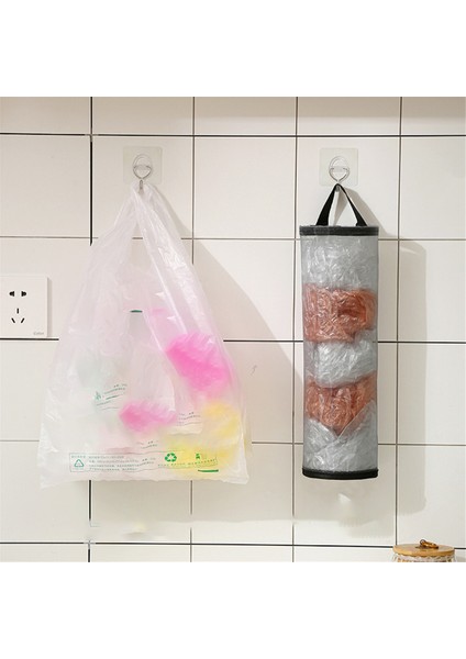 Duvara Monte Çöp Torbası Mutfak Asılı Görsel Depolama Sihri Çukur Çekme Plastik Torba Depolama Çantası Siyah (Yurt Dışından) fırsatları