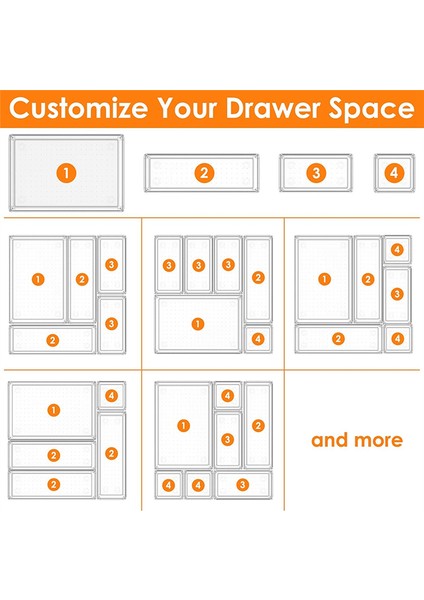 16 Pcs Temiz Plastik Çekmece Organizatör Seti, Kaymaz/çatlak Banyo Vanity Çekmecesi Organizatör Tepsiler Bölücüler (Yurt Dışından) indirimleri