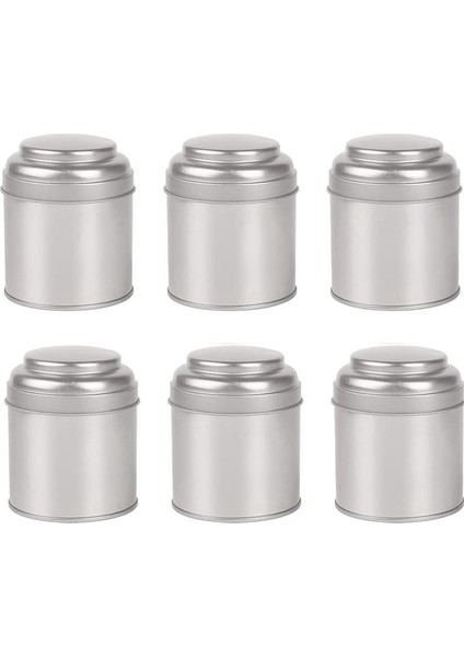 6pcs Çay Teneke Tenekeleri Hava Geçirmez Çift Kapak, Mini Teneke Kutu Kutusu ve Çay Için Küçük Yuvarlak Mutfak Kutuları (Gümüş) (Yurt Dışından)