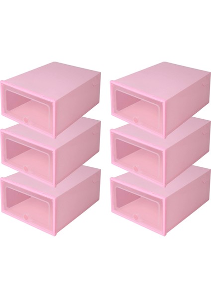6 Parçalı Şeker Renkli Ayakkabı Kutusu, Şeffaf Plastik Ayakkabı Saklama Kutusu, Ayakkabı Dolabı Depolama Çekmecesi Dikdörtgen Pembe (Yurt Dışından) modelleri