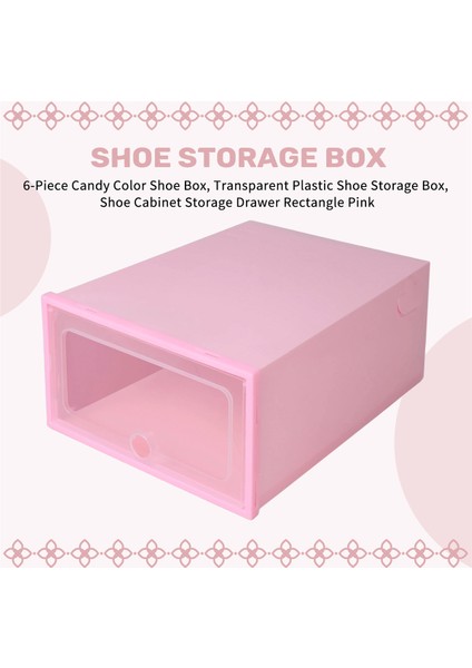 6 Parçalı Şeker Renkli Ayakkabı Kutusu, Şeffaf Plastik Ayakkabı Saklama Kutusu, Ayakkabı Dolabı Depolama Çekmecesi Dikdörtgen Pembe (Yurt Dışından) fırsatları