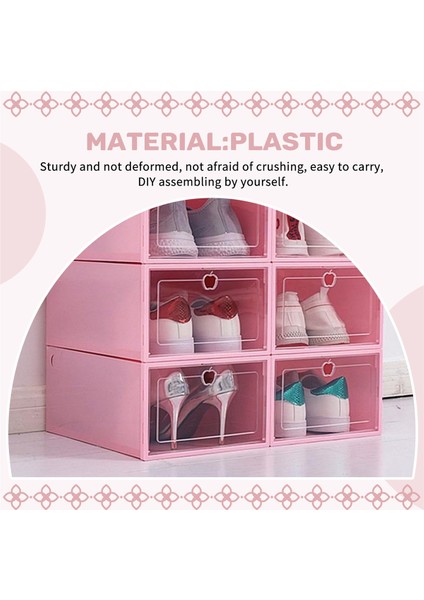 6 Parçalı Şeker Renkli Ayakkabı Kutusu, Şeffaf Plastik Ayakkabı Saklama Kutusu, Ayakkabı Dolabı Depolama Çekmecesi Dikdörtgen Pembe (Yurt Dışından) indirimleri