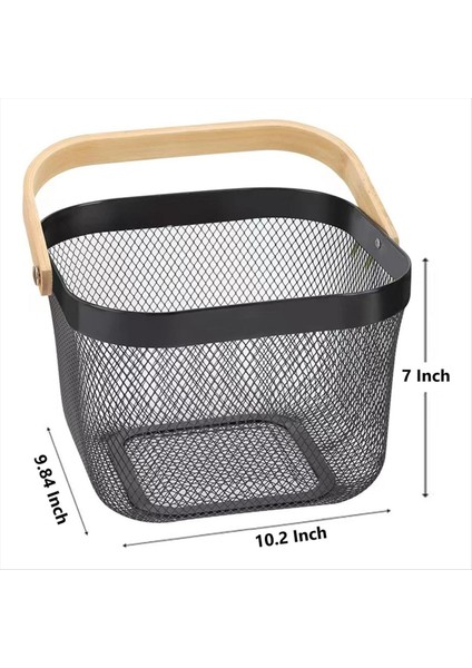 Metal Örgü Sepet, Çok Fonksiyonlu Asılı Mutfak Sepetleri Meyve Sepeti Mutfak Için Tutamak Banyo Piknik Siyah (Yurt Dışından) fırsatları