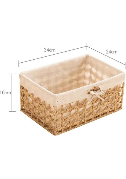 Hasır Depolama Sepeti El Dokuma Kağıt Ip Dekoratif Dikdörtgen Hasır Sepet Küp Saklama Kutusu C C (Yurt Dışından) indirimleri