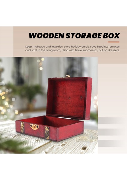 Vintage Ahşap Hazine Göğüs Depolama Kutusu Kilit Organizatör Kılıf Katlanabilir Mini Küçük Ahşap Ev Dekor Kap Konteyner Biblo Mücevher Kutusu (Yurt Dışından) fiyatları