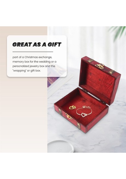 Vintage Ahşap Hazine Göğüs Depolama Kutusu Kilit Organizatör Kılıf Katlanabilir Mini Küçük Ahşap Ev Dekor Kap Konteyner Biblo Mücevher Kutusu (Yurt Dışından) fırsatları