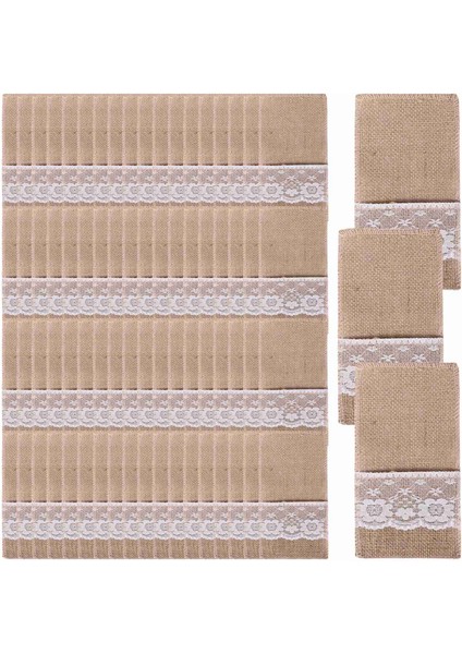 75PCS Çuval Bezi Dantel Çatal Teşheri Koruması Rustik Düğün Sofra Bıçağı Çatal Tutucu Çantası Hessian Jüt Masası Dekorasyon Aksesuarları (Yurt Dışından) modelleri