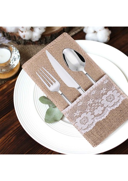 75PCS Çuval Bezi Dantel Çatal Teşheri Koruması Rustik Düğün Sofra Bıçağı Çatal Tutucu Çantası Hessian Jüt Masası Dekorasyon Aksesuarları (Yurt Dışından) indirimleri