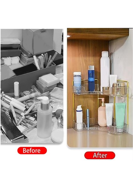 2 Katmanlı Banyo Sayacı Organizatör, Çok Fonksiyonlu Köşe Banyo Organizatör Tezgahı, Makyaj Organizatör Parfüm B (Yurt Dışından) fırsatları