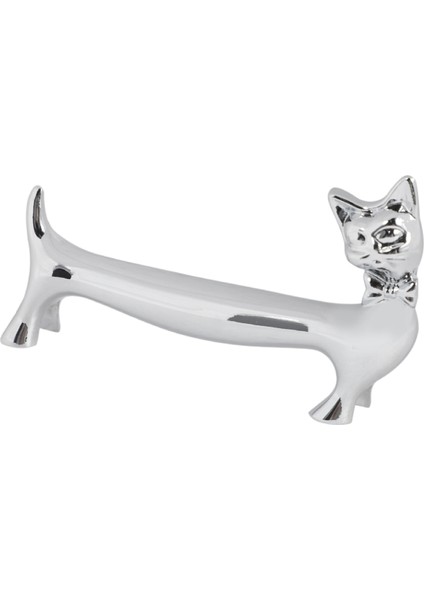 5 Pc Paket Çinko Alloy Yemek Çubukları Kaşık Çatallar Bıçaklar Sofra Takımı Dinlenme Raf Seti, Gümüş Çat Tie Cat Stand (Yurt Dışından)