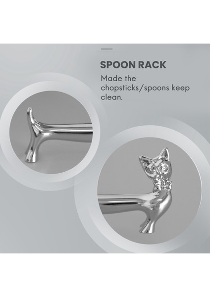 5 Pc Paket Çinko Alloy Yemek Çubukları Kaşık Çatallar Bıçaklar Sofra Takımı Dinlenme Raf Seti, Gümüş Çat Tie Cat Stand (Yurt Dışından) indirimleri
