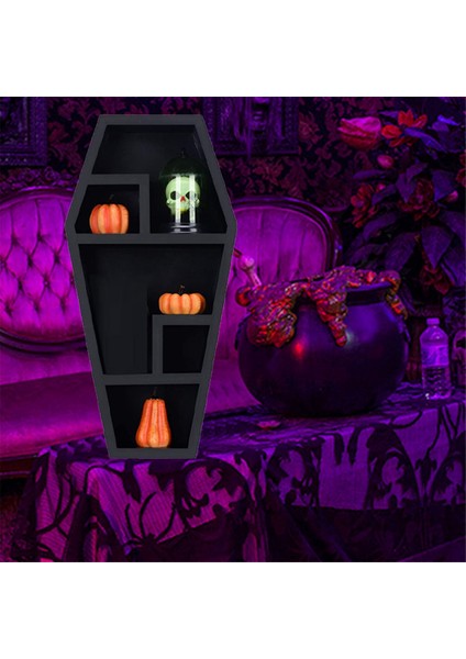 Tabut Rafı - Ev Yatak Odası Oturma Odası Banyosu Için Katı Pvc Siyah Yüzen Duvar Rafları - Ürkütücü Gotik Dekor (Yurt Dışından) fırsatları