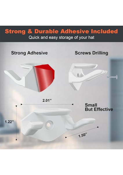 Beyzbol Şapkaları Için 16 Adet Yapışkan Şapka Kancaları, Güçlü Şapka Organizatörü, Minimalist Şapka Ekranı, Duvar Için Şapka Askıları (Beyaz) (Yurt Dışından) fırsatları