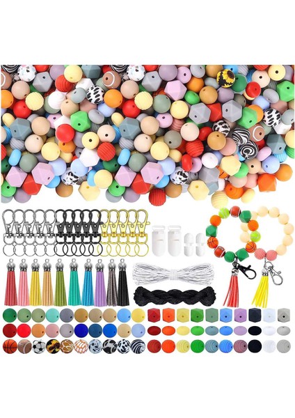 275 Pcs 15MM Silikon Boncuklar Anahtar Yapımı Kiti, Çoklu Stiller ve Şekiller Silikon Boncuklar Dökül Kauçuk Boncuklar (Yurt Dışından)