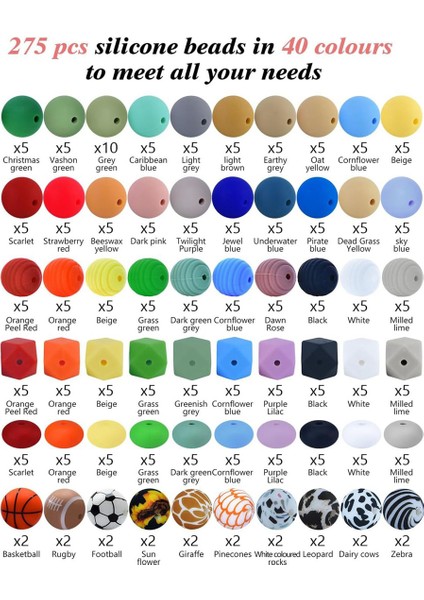 275 Pcs 15MM Silikon Boncuklar Anahtar Yapımı Kiti, Çoklu Stiller ve Şekiller Silikon Boncuklar Dökül Kauçuk Boncuklar (Yurt Dışından) fırsatları