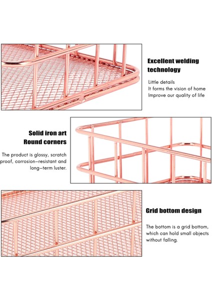 Depolama Sepeti Metal Tel Banyo Rafları Makyaj Organizatör Gül Altın Fırça Kalem Tutucu Tel Örgü Banyo Banyo Malzemeleri Depolama Sepeti (Yurt Dışından) indirimleri