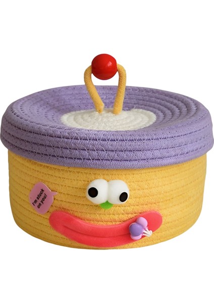 Masaüstü Depolama Sepeti Kapaklı Atıştırmalık Saklama Kutusu Sehpa Oturma Odası Yün Oyuncak Depolama Sepeti C (Yurt Dışından)