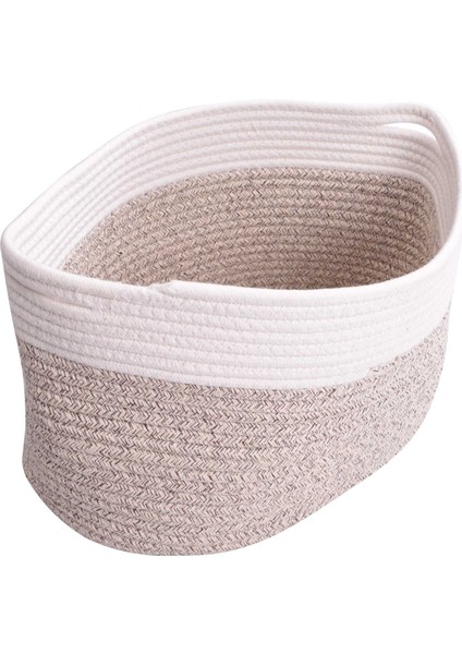Pamuk Halat Depolama Sepetleri Kutu Depolama Kare Organizatör Kollu Katlanabilir Dekoratif Dokuma Sepet, C (Yurt Dışından)