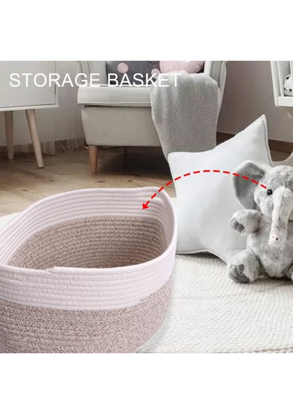 Pamuk Halat Depolama Sepetleri Kutu Depolama Kare Organizatör Kollu Katlanabilir Dekoratif Dokuma Sepet, C (Yurt Dışından) fiyatları