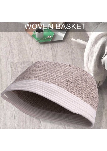 Pamuk Halat Depolama Sepetleri Kutu Depolama Kare Organizatör Kollu Katlanabilir Dekoratif Dokuma Sepet, C (Yurt Dışından) modelleri