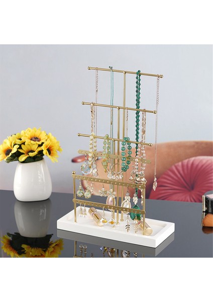 Gümüş 6 Katmanlı Mücevher Rafı Çıkarılabilir Katı Ahşap Taban Halka Saklama Kutusu Küpe Takı Raf Kolyeler Yüzük Takı Kutusu (Yurt Dışından) fiyatları