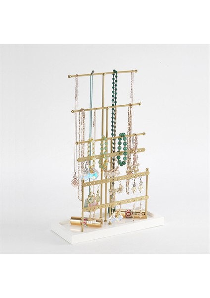 Gümüş 6 Katmanlı Mücevher Rafı Çıkarılabilir Katı Ahşap Taban Halka Saklama Kutusu Küpe Takı Raf Kolyeler Yüzük Takı Kutusu (Yurt Dışından) modelleri