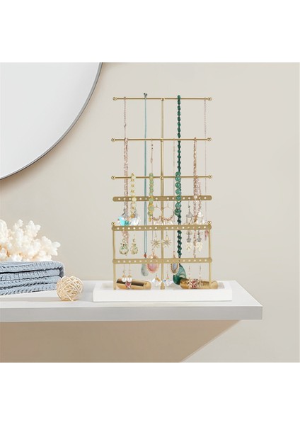 Gümüş 6 Katmanlı Mücevher Rafı Çıkarılabilir Katı Ahşap Taban Halka Saklama Kutusu Küpe Takı Raf Kolyeler Yüzük Takı Kutusu (Yurt Dışından) indirimleri