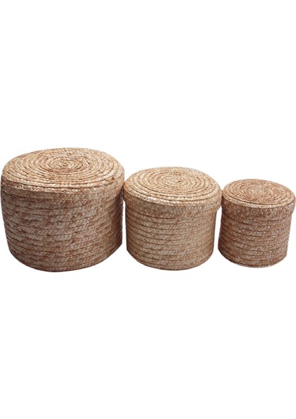 3 Adet/set El Yapımı Saman Dokuma Depolama Sepeti Kaplama Atıştırmalık Organizatör Depolama Kutusu Çamaşır Sepetleri Rattan Depolama Çiçek Sepeti (Yurt Dışından)