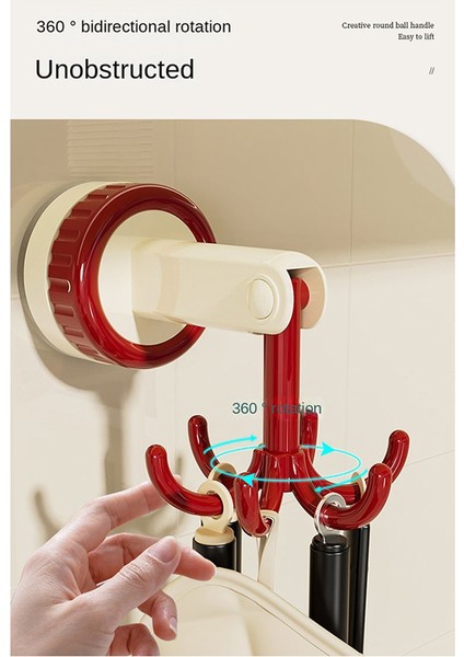 Altı-Claw Hook Çok Fonksiyonlu Spatula Kaşık Kitchenware Depolama Rafı Retro Emme Kupası Dikişsiz Duvar Asılı Siyah (Yurt Dışından)