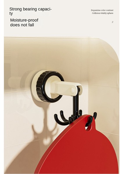 Altı-Claw Hook Çok Fonksiyonlu Spatula Kaşık Kitchenware Depolama Rafı Retro Emme Kupası Dikişsiz Duvar Asılı Siyah (Yurt Dışından) modelleri