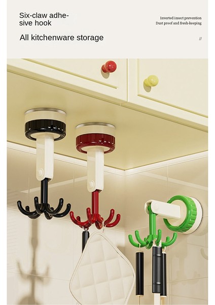 Altı-Claw Hook Çok Fonksiyonlu Spatula Kaşık Kitchenware Depolama Rafı Retro Emme Kupası Dikişsiz Duvar Asılı Siyah (Yurt Dışından) fırsatları