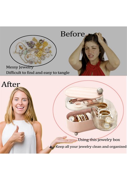 Döner Mücevher Kutuları Kozmetik Rujlar Için Çok Katmanlı Masaüstü Saklama Kutusu Kablolar Takı Makyaj Organizatörü, Pembe (Yurt Dışından) fırsatları