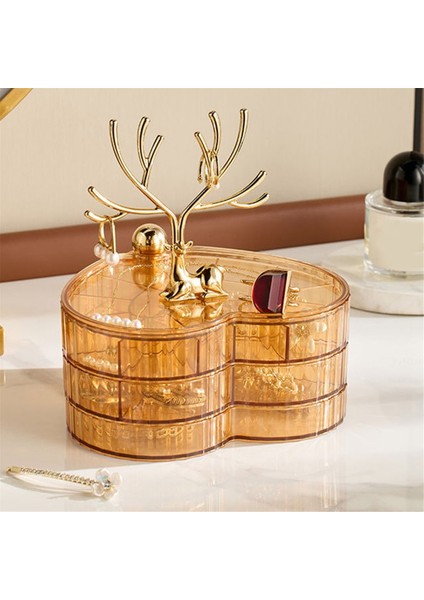 Takı Kutuları ve Organizatörleri, 3 Katmanlı Dönen Takı Tepsisi Kılıfı, Yüzükler Için Uzun Boynuzlar, Takı Saklama Kutusu, B (Yurt Dışından) fiyatları