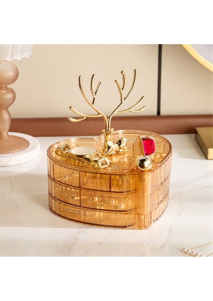 Takı Kutuları ve Organizatörleri, 3 Katmanlı Dönen Takı Tepsisi Kılıfı, Yüzükler Için Uzun Boynuzlar, Takı Saklama Kutusu, B (Yurt Dışından) fırsatları