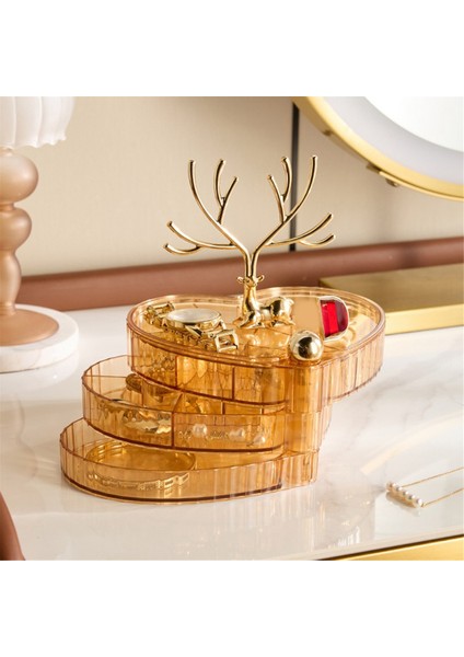 Takı Kutuları ve Organizatörleri, 3 Katmanlı Dönen Takı Tepsisi Kılıfı, Yüzükler Için Uzun Boynuzlar, Takı Saklama Kutusu, B (Yurt Dışından) indirimleri