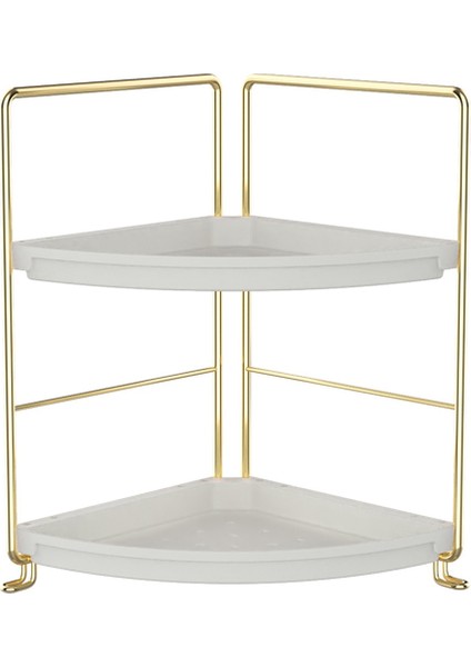 2 Katmanlı Köşe Banyo Tezgahı Organizatör, Küçük Yatak Odası Dresser Depolama Tepsisi Makyaj Cilt Bakımı Parfüm Organizatör (Yurt Dışından)