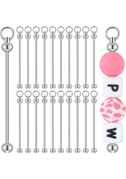20PCS Boncuklu Anahtarlıklar Mücevher Için Metal Çubuk Zincirler Dıy Projeleri Için Anahtarlık Çubuk Aksesuarları (Yurt Dışından)